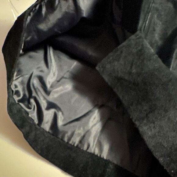 Vintage 90s Don’t Stop Brand Womens 100% Suede Black Leather Mini Skirts Size 5 - Picture 3 of 7
